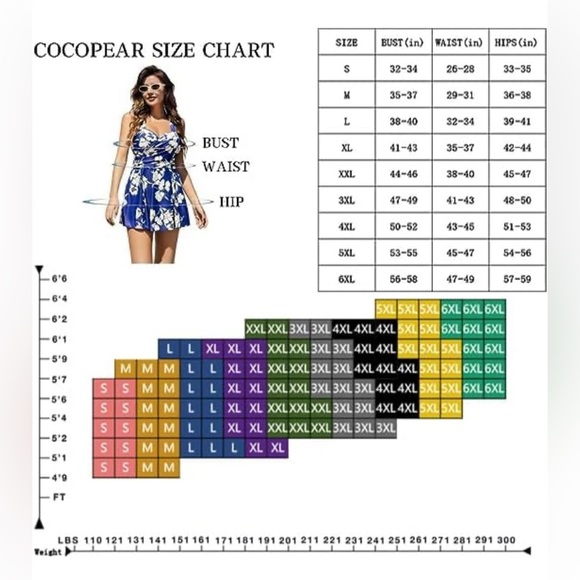 COCOPEAR Elegant Crossover One Piece Swimdress Floral Skirted Swimsuit Size 3XL - Picture 4 of 9